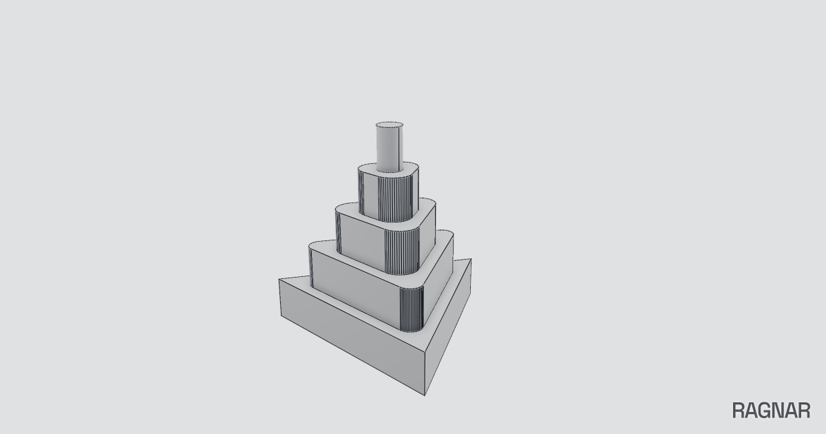 Stepped triangular pyramid