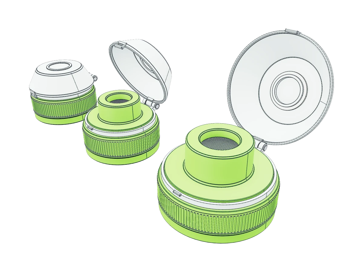 Screened Flip-Top Caps