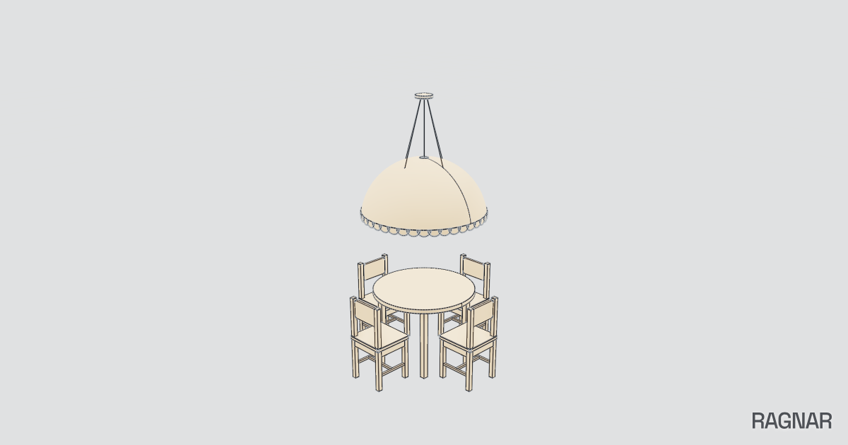 Acoustic Dome Chandelier and Table
